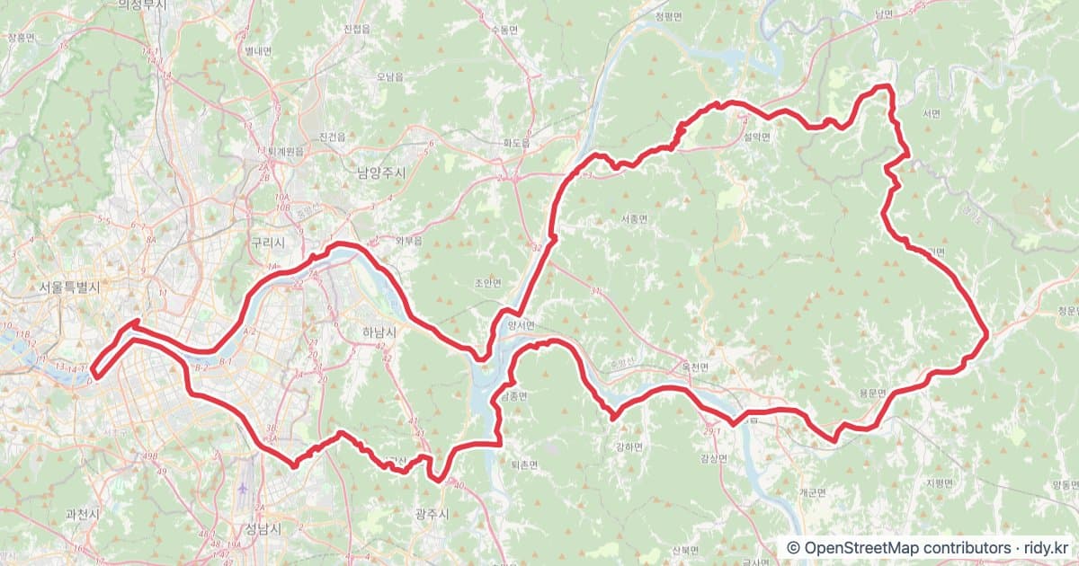 PT-04 모래시계 자전거 코스 지도 미리보기 - 200.3km, 상승고도 1,321m