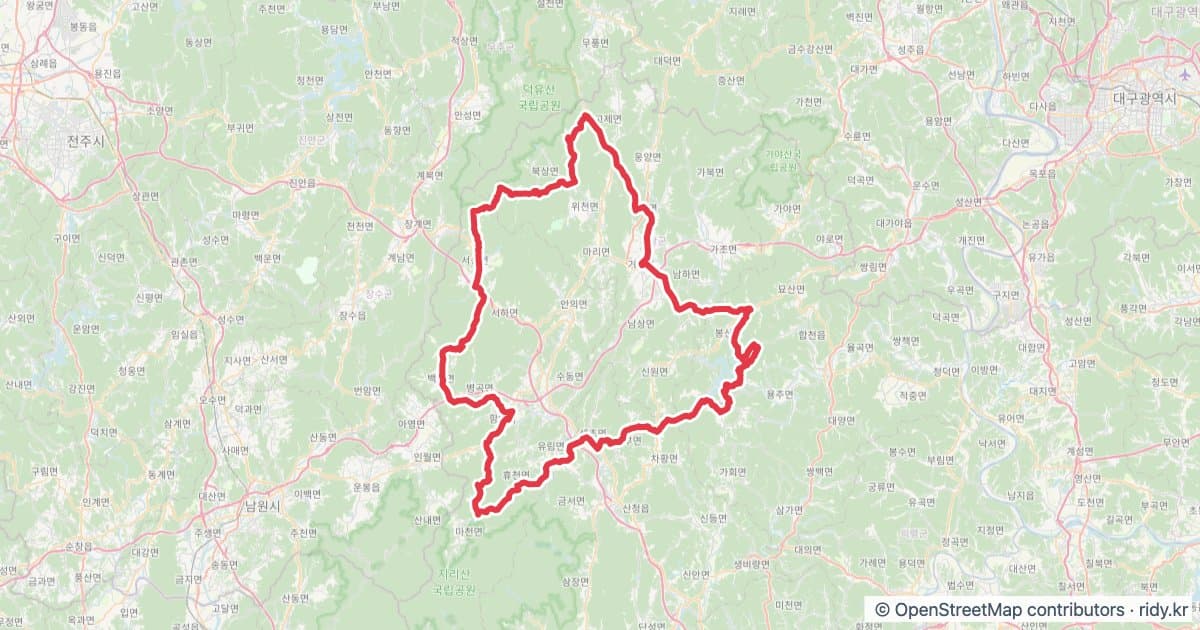 PT-22 아름다운 길 함양 자전거 코스 지도 미리보기 - 199.5km, 상승고도 2,754m