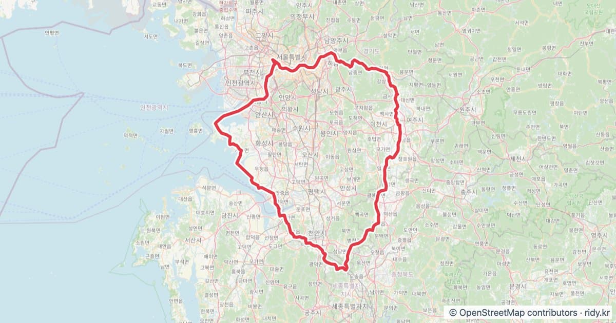 PT-33 솔개 자전거 코스 지도 미리보기 - 370.0km, 상승고도 1,349m