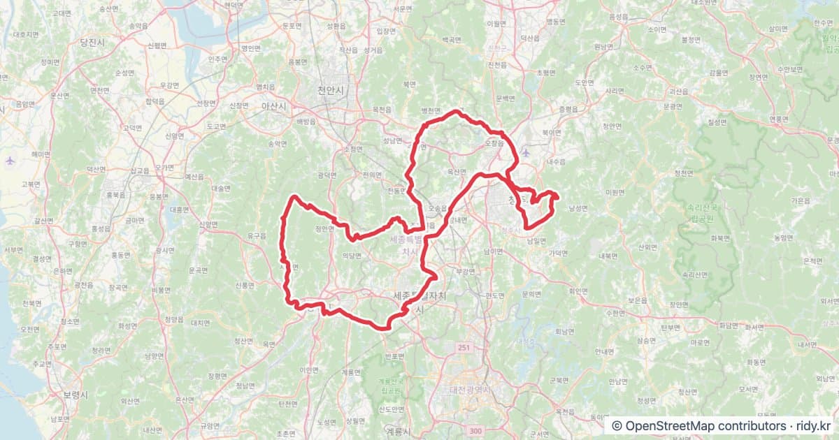 PT-59 청공의길 자전거 코스 지도 미리보기 - 207.4km, 상승고도 2,105m