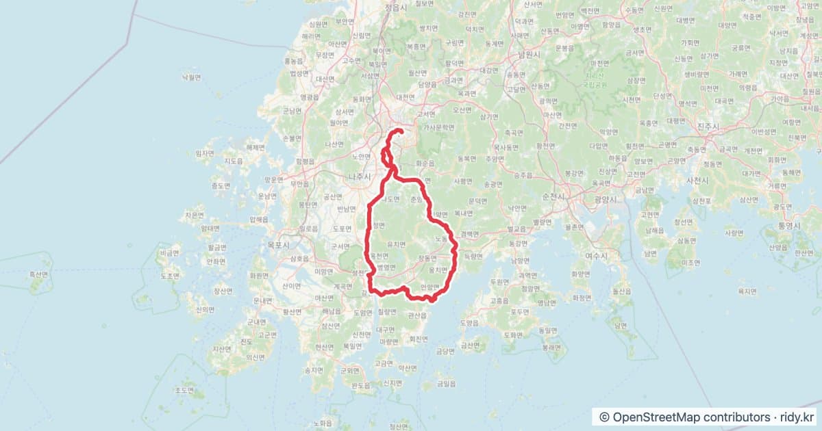 PT-81 짱뚱어 자전거 코스 지도 미리보기 - 203.6km, 상승고도 1,796m