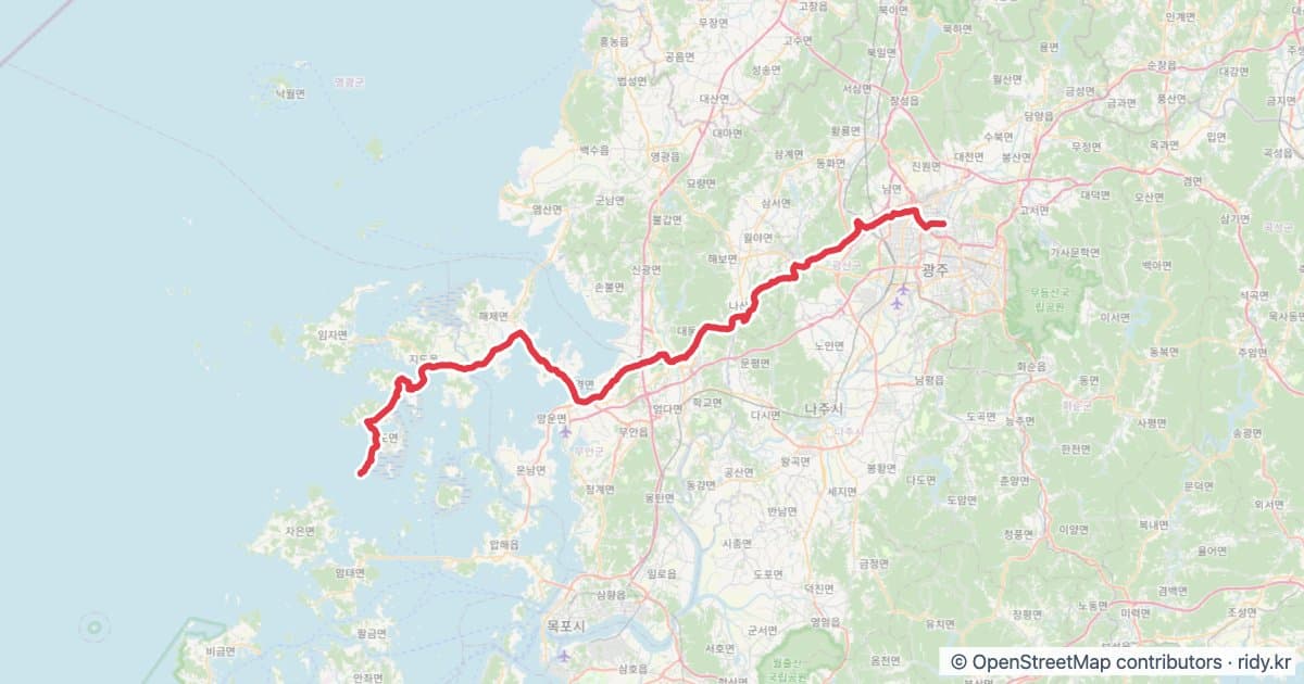 PT-103 광주신안증도 자전거 코스 지도 미리보기 - 102.6km, 상승고도 242m