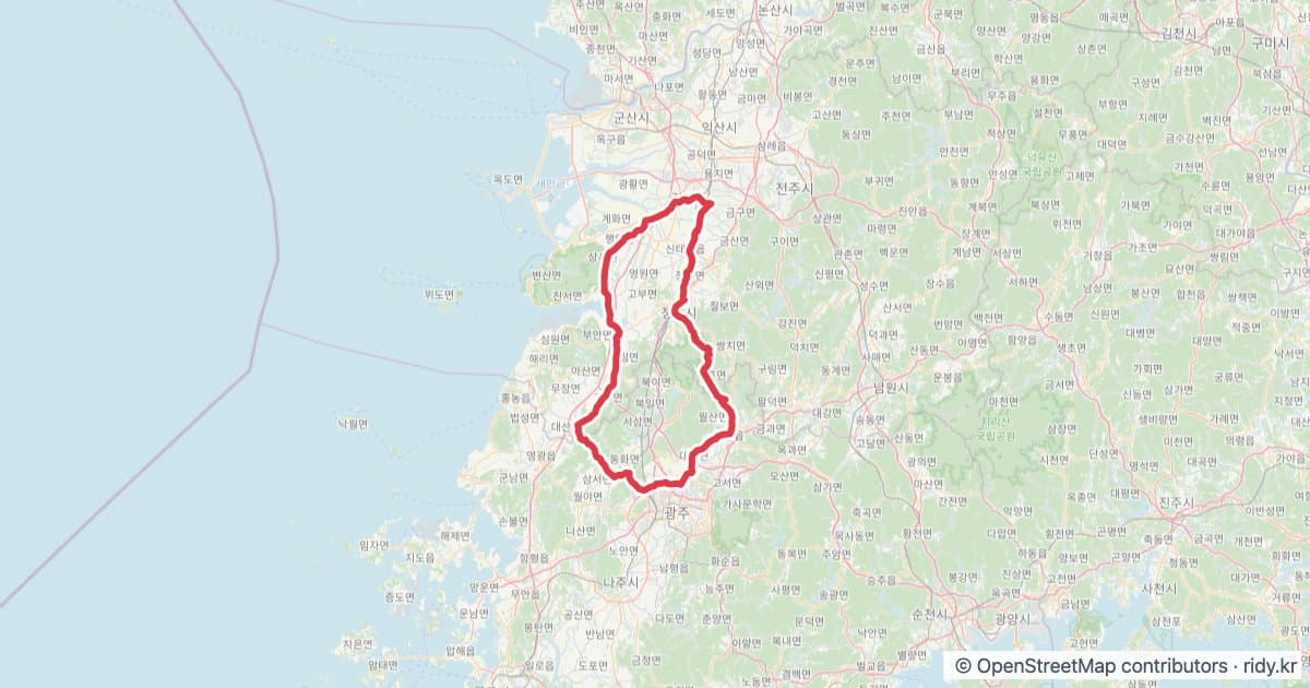 PT-160 랜도너스 퍼머넌트 자전거 코스 지도 미리보기 - 203.4km, 상승고도 1,341m