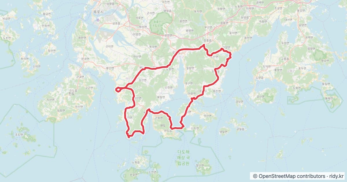 PT-164 해풍먹은 땅끝 돼지 자전거 코스 지도 미리보기 - 202.4km, 상승고도 2,079m