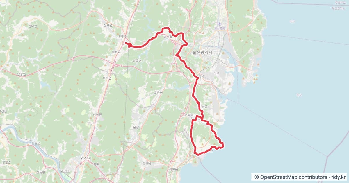울산 자전거 코스 추천 · 울산역-간절곶 자전거 코스 지도 미리보기 - 112.1km, 상승고도 447m