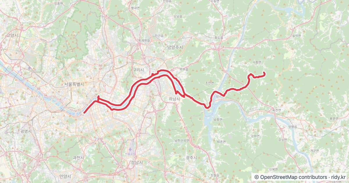서울 반포GS-벗고개/서후고개 자전거 코스 지도 미리보기 - 112.0km, 상승고도 1,130m