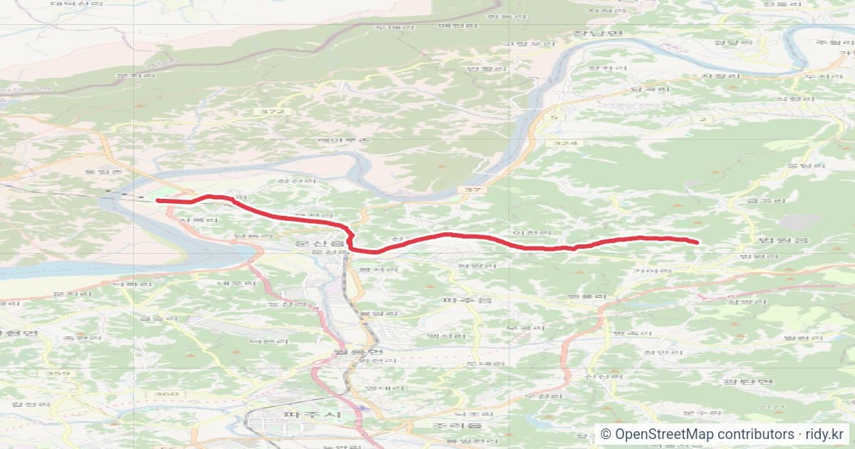 율곡연수원>임진각 수풀누리 자전거 코스 지도 미리보기 - 15.3km, 상승고도 23m
