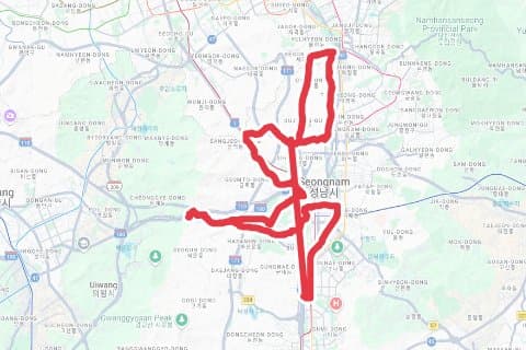 공크청달하 자전거 코스 지도 미리보기 - 45.8km, 상승고도 378m