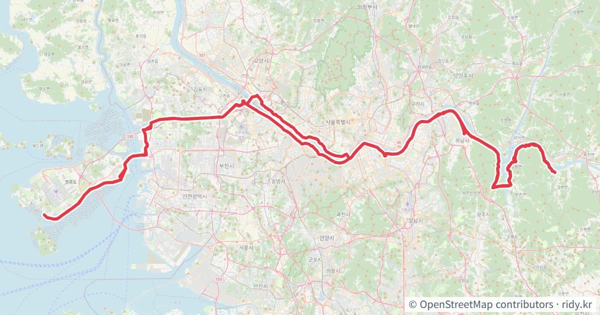 2026 HJC 스탬프투어 원데이 자전거 코스 지도 미리보기 - 272.5km, 상승고도 575m