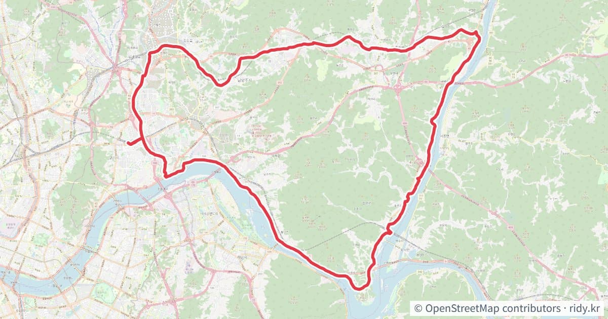 가오리 자전거 코스 지도 미리보기 - 68.1km, 상승고도 283m