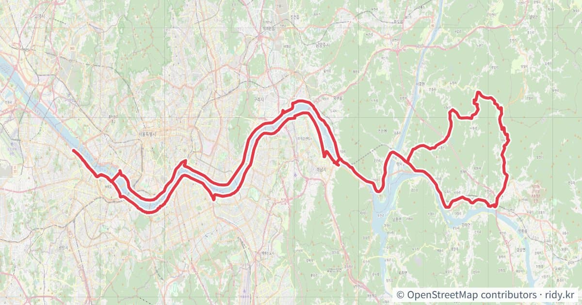 안양합수부-동부3고개 자전거 코스 지도 미리보기 - 156.5km, 상승고도 856m