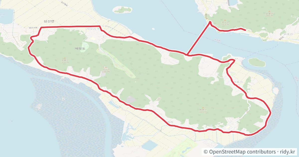 석모도 사이판 출발 자전거 코스 지도 미리보기 - 24.8km, 상승고도 148m