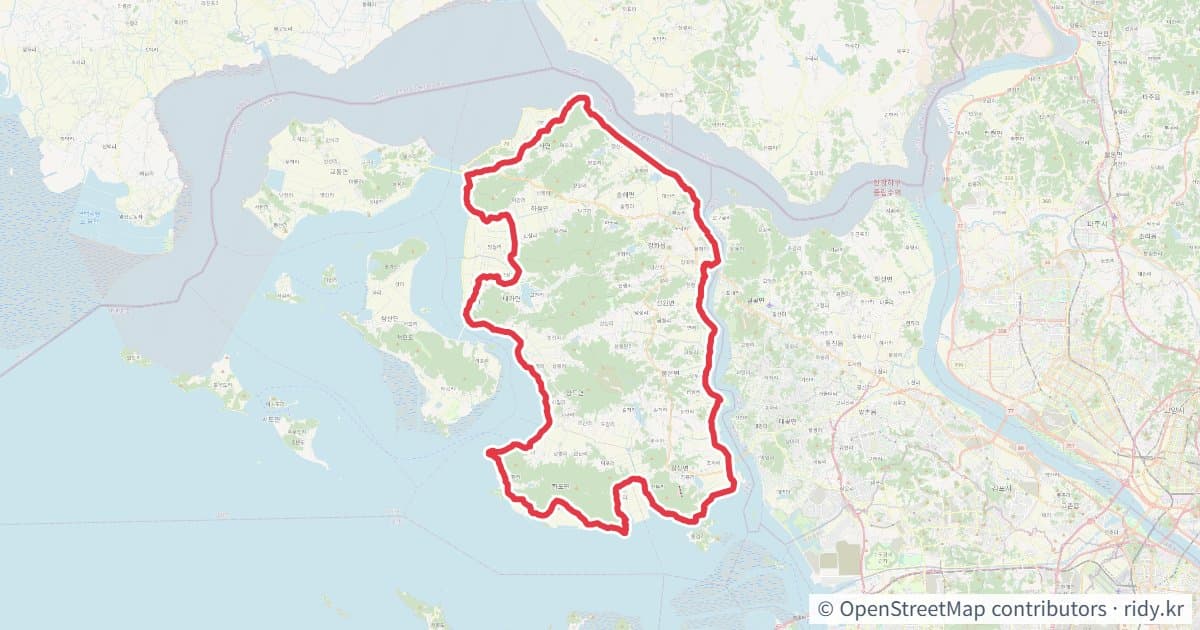 강화도 사이판모텔 출발 자전거 코스 지도 미리보기 - 93.6km, 상승고도 416m