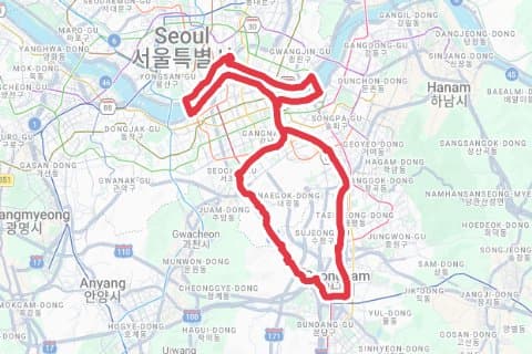 포도송이 자전거 코스 지도 미리보기 - 62.0km, 상승고도 111m