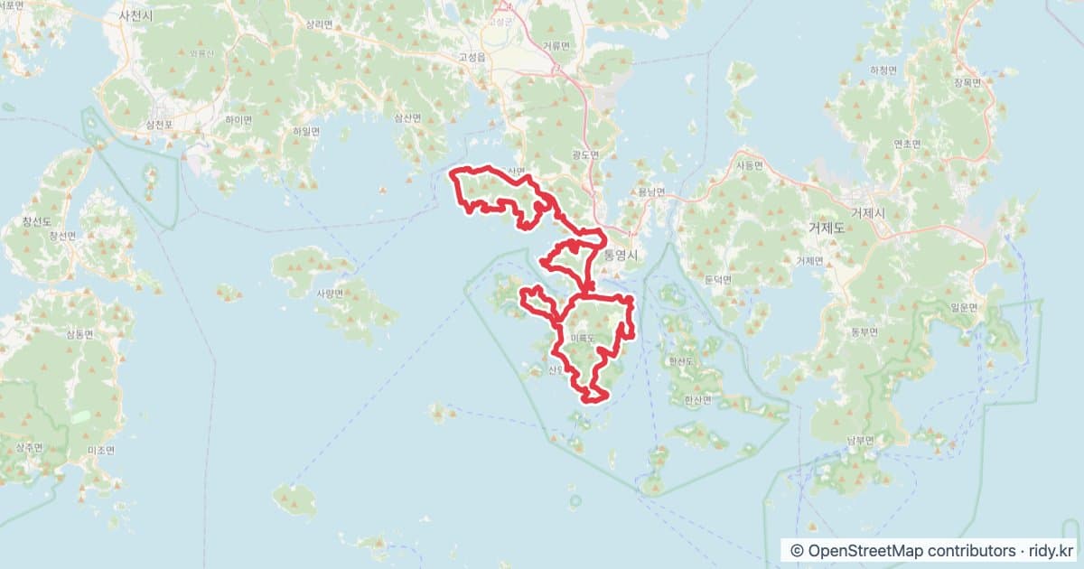 2026 통영 그란폰도 공식 코스 자전거 코스 지도 미리보기 - 96.6km, 상승고도 1,606m