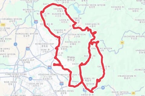 2023 완주 만경강 그란폰도 자전거 코스 지도 미리보기 - 115.9km, 상승고도 1,074m