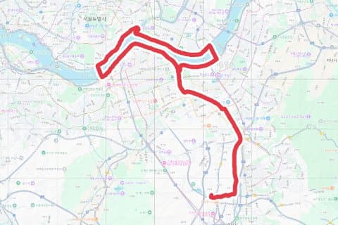 옷걸이 자전거 코스 지도 미리보기 - 55.2km, 상승고도 218m