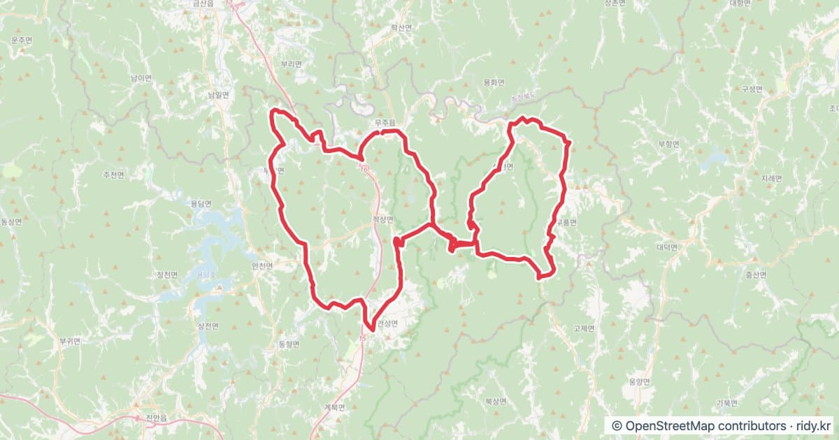 2026 무주그란폰도 자전거 코스 지도 미리보기 - 125.6km, 상승고도 1,949m