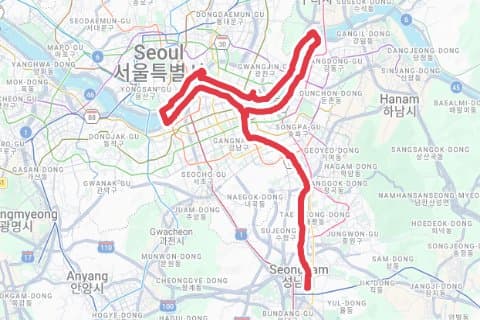 옷걸이M 자전거 코스 지도 미리보기 - 70.2km, 상승고도 35m