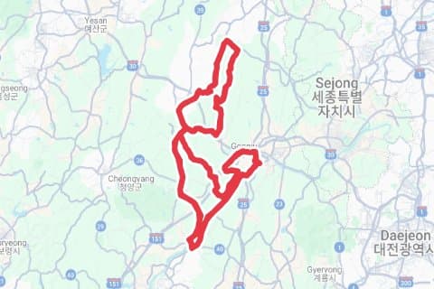 2025 공주백제 그란폰도 자전거 코스 지도 미리보기 - 135.4km, 상승고도 982m