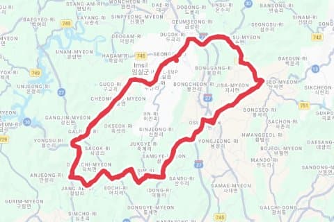 2025 옥정호 메디오폰도 자전거 코스 지도 미리보기 - 72.0km, 상승고도 538m