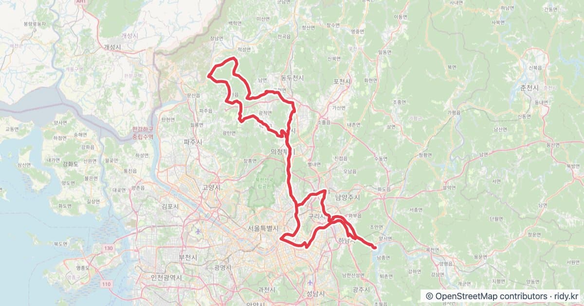 PT-217 삼오슈즈능내출발 자전거 코스 지도 미리보기 - 200.4km, 상승고도 1,013m