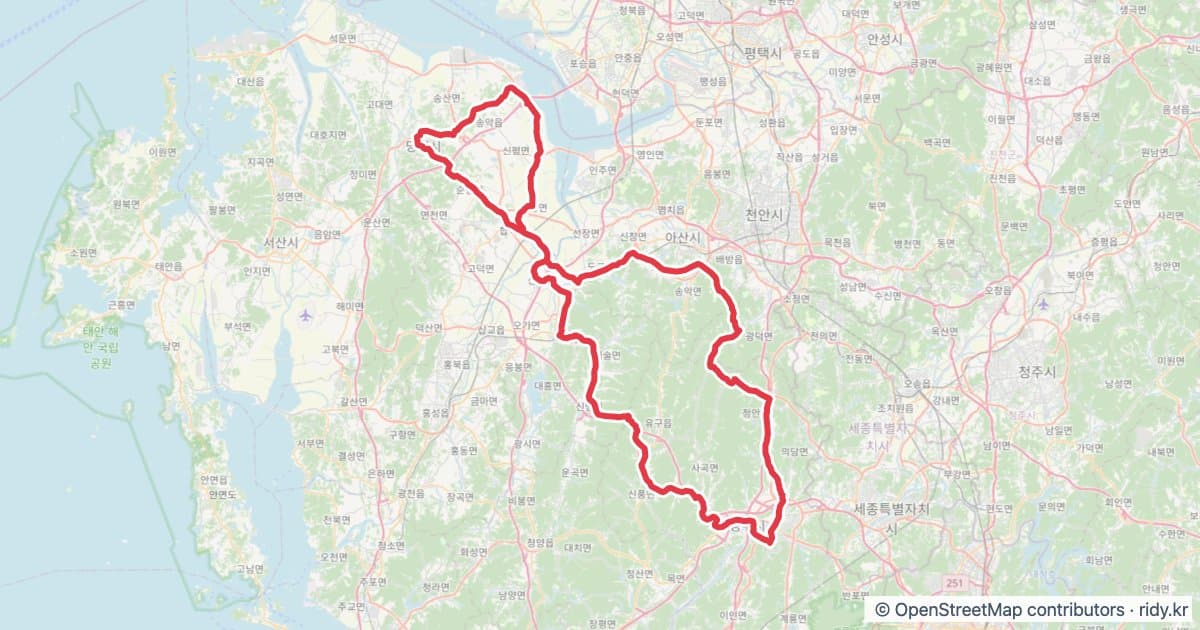 PT-203 랜도너스 퍼머넌트 자전거 코스 지도 미리보기 - 200.0km, 상승고도 1,049m