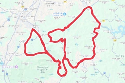 2025 정읍 내장산 메디오폰도 자전거 코스 지도 미리보기 - 96.2km, 상승고도 1,230m
