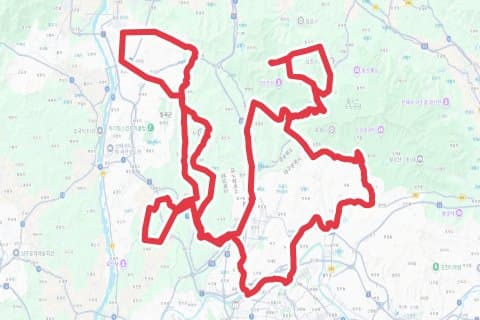 대구북부획고4000 자전거 코스 지도 미리보기 - 174.2km, 상승고도 5,179m