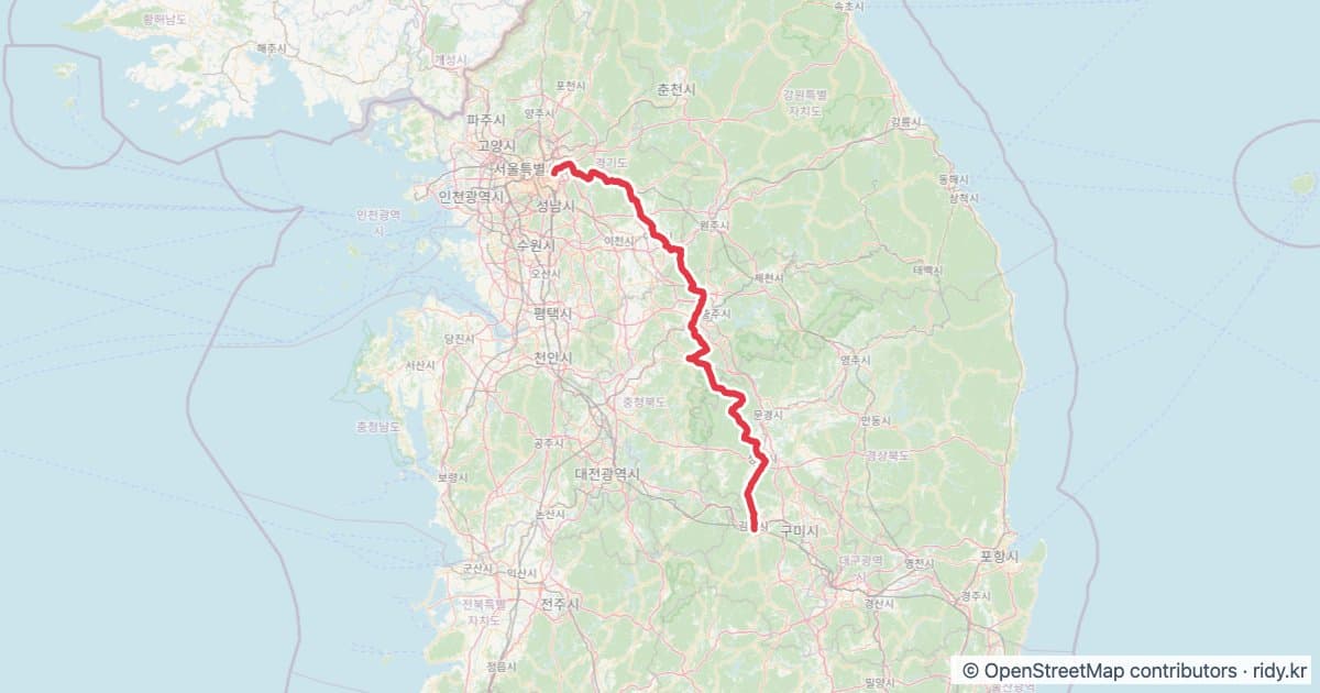 PT-206 김밥천국 자전거 코스 지도 미리보기 - 283.9km, 상승고도 2,147m