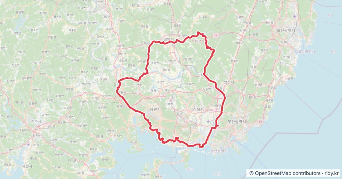 PT-05 굿모닝 남해 자전거 코스 지도 미리보기 - 201.8km, 상승고도 2,735m