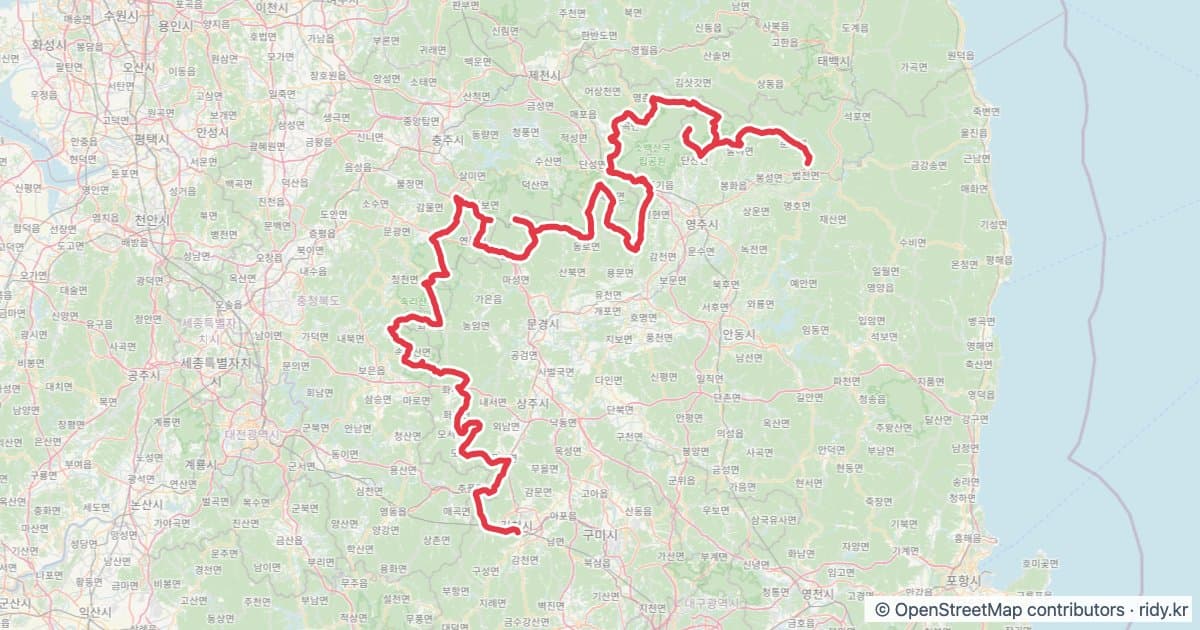 PT-21 하늘 아래 첫 고개 자전거 코스 지도 미리보기 - 458.3km, 상승고도 15,635m