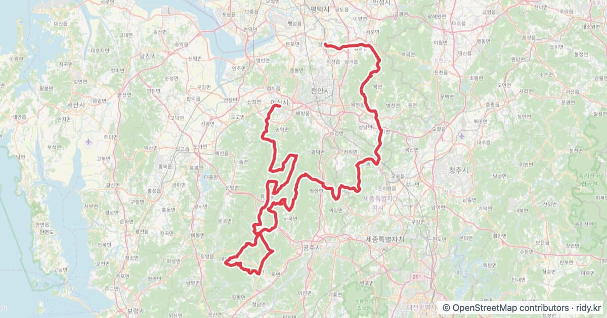 PT-56 아공청천 스무고개 자전거 코스 지도 미리보기 - 222.2km, 상승고도 5,905m