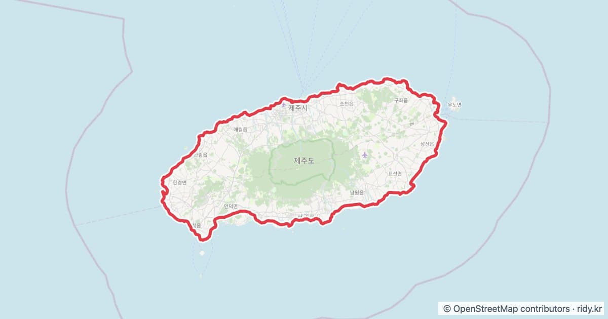 PT-57 제주 둘레길 자전거 코스 지도 미리보기 - 223.5km, 상승고도 1,870m