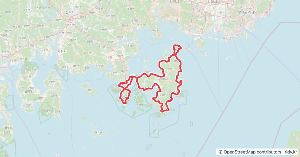 PT-69 한려해상 자전거 코스 지도 미리보기 - 204.2km, 상승고도 5,026m