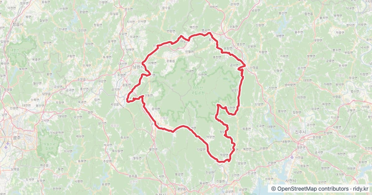 PT-79 지리산 어드벤처 자전거 코스 지도 미리보기 - 225.6km, 상승고도 2,813m