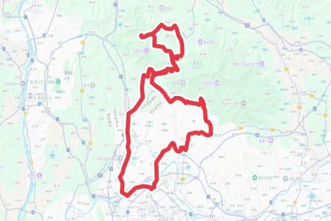 대구한티재모래재 자전거 코스 지도 미리보기 - 89.0km, 상승고도 2,695m
