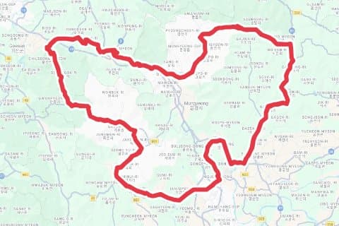 2023 문경새재 그란폰도 자전거 코스 지도 미리보기 - 152.7km, 상승고도 1,651m
