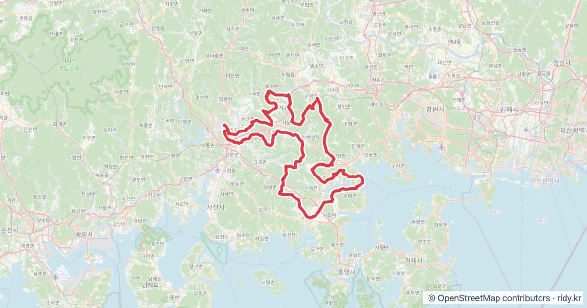 PT-112 진주 어드벤처 Jinju Adventure 자전거 코스 지도 미리보기 - 202.7km, 상승고도 8,451m