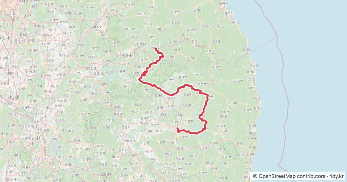 PT-137 돌고돌아 안동 Wandering to Andong 자전거 코스 지도 미리보기 - 210.3km, 상승고도 6,718m