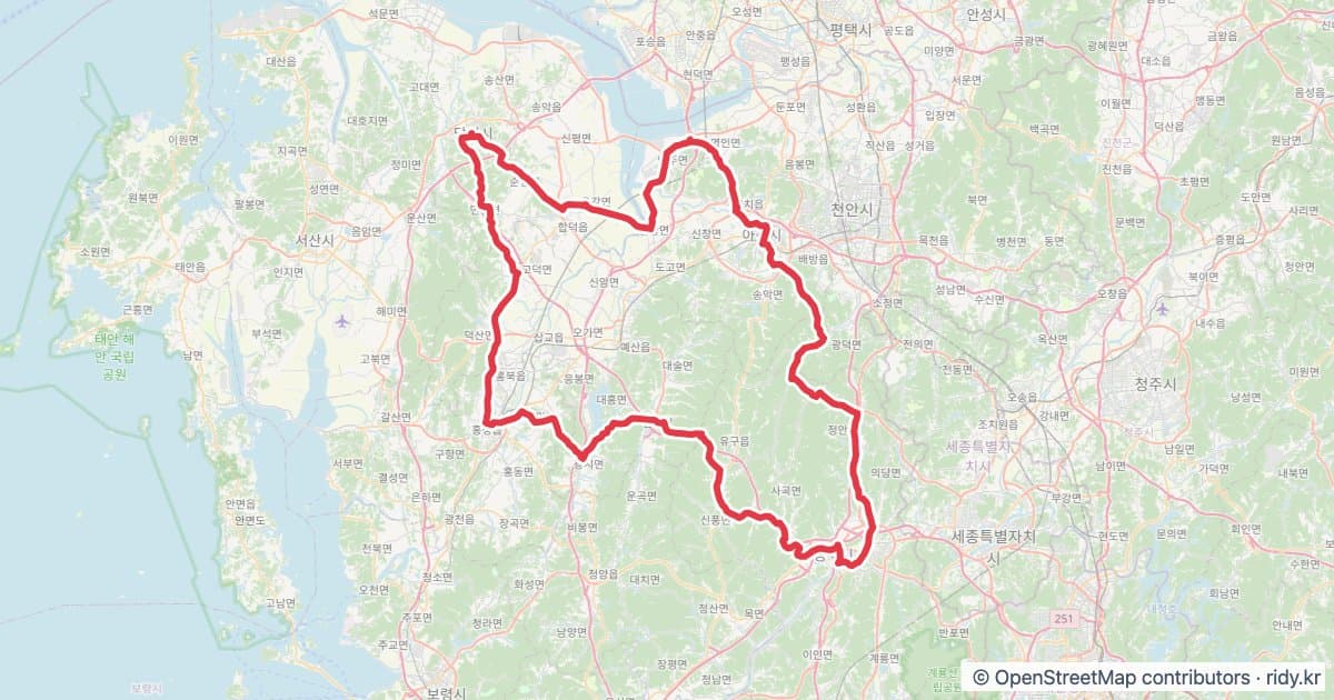 PT-140 자전거 순례길 Bike Pilgrimage (25.07.20) 자전거 코스 지도 미리보기 - 207.9km, 상승고도 1,459m
