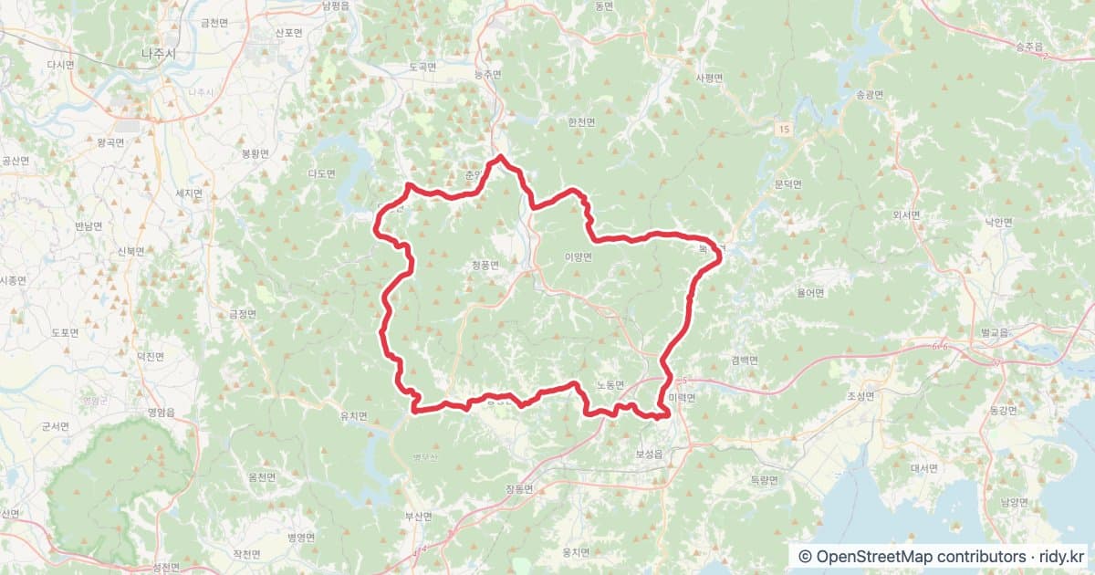 전남 라이딩 코스 · 2보성군 위쪽동네 자전거 코스 지도 미리보기 - 86.9km, 상승고도 635m