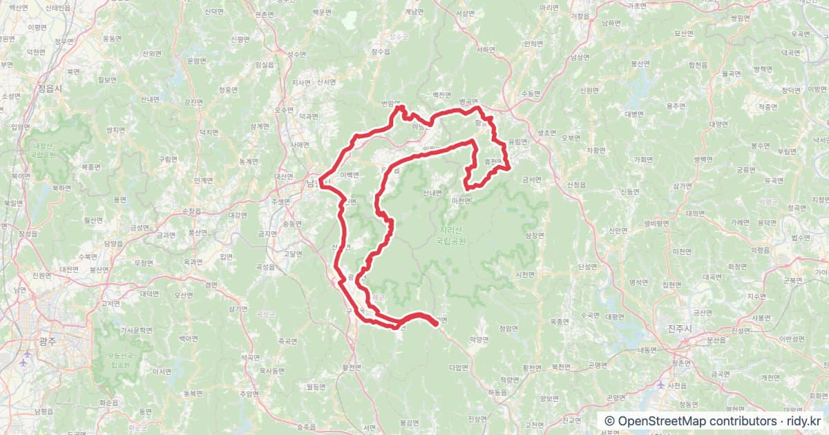 PT-148 지리산 해마코스 자전거 코스 지도 미리보기 - 204.7km, 상승고도 3,979m