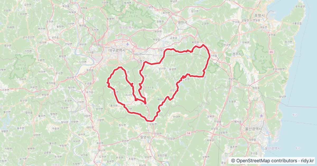 PT-155 청도 벚꽃라이딩 자전거 코스 지도 미리보기 - 203.1km, 상승고도 2,756m