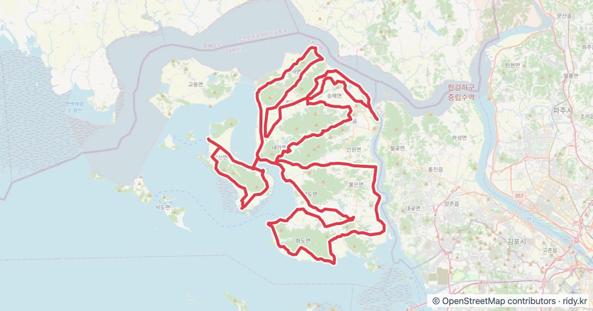 PT-180 강화어드벤쳐2-H 자전거 코스 지도 미리보기 - 202.1km, 상승고도 1,778m