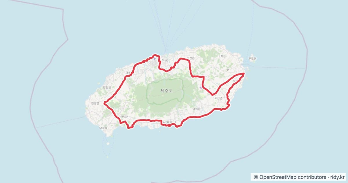 PT-191 제주 긴꼬리벵에돔 2024 자전거 코스 지도 미리보기 - 200.6km, 상승고도 1,778m