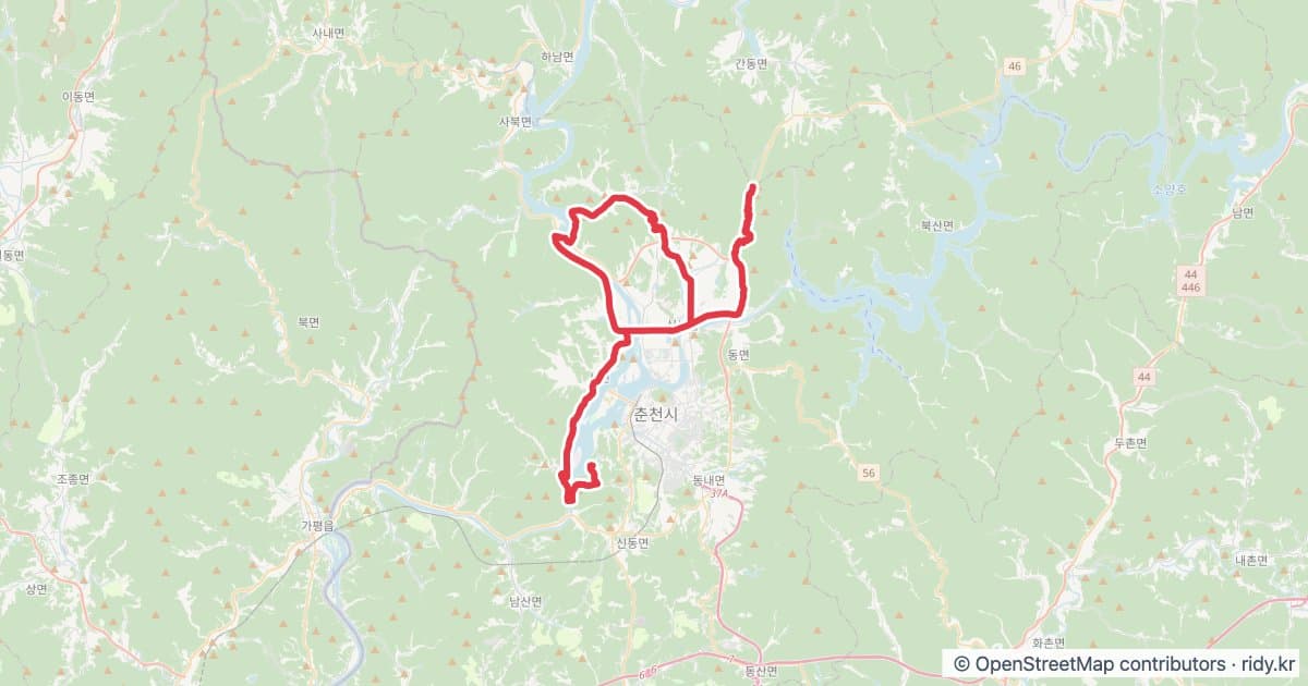 2026 비앙키 그란폰도 춘천 메디오폰도 자전거 코스 지도 미리보기 - 81.7km, 상승고도 1,192m