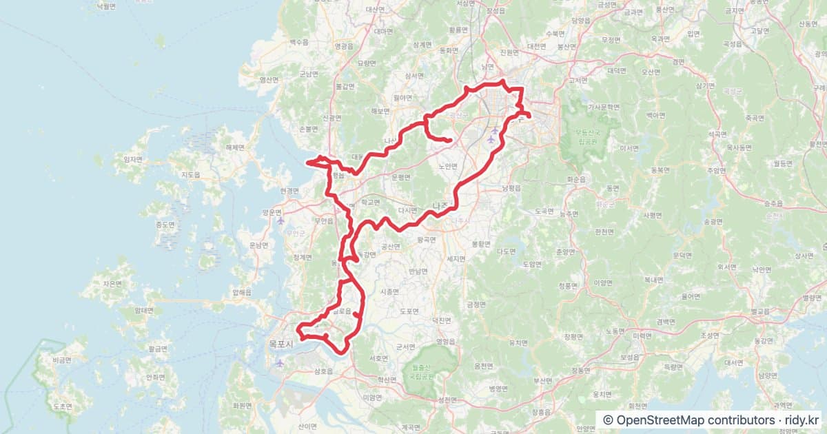 PT-204 평지 풍파 자전거 코스 지도 미리보기 - 215.8km, 상승고도 375m