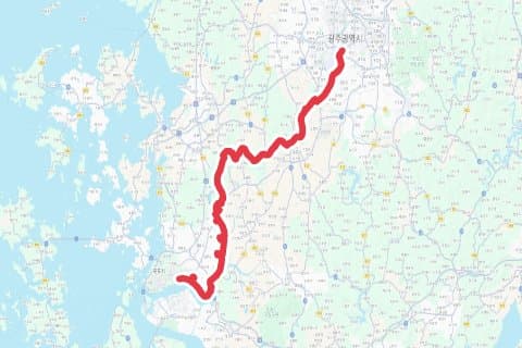 목포 자전거 코스 지도 미리보기 - 84.3km, 상승고도 486m