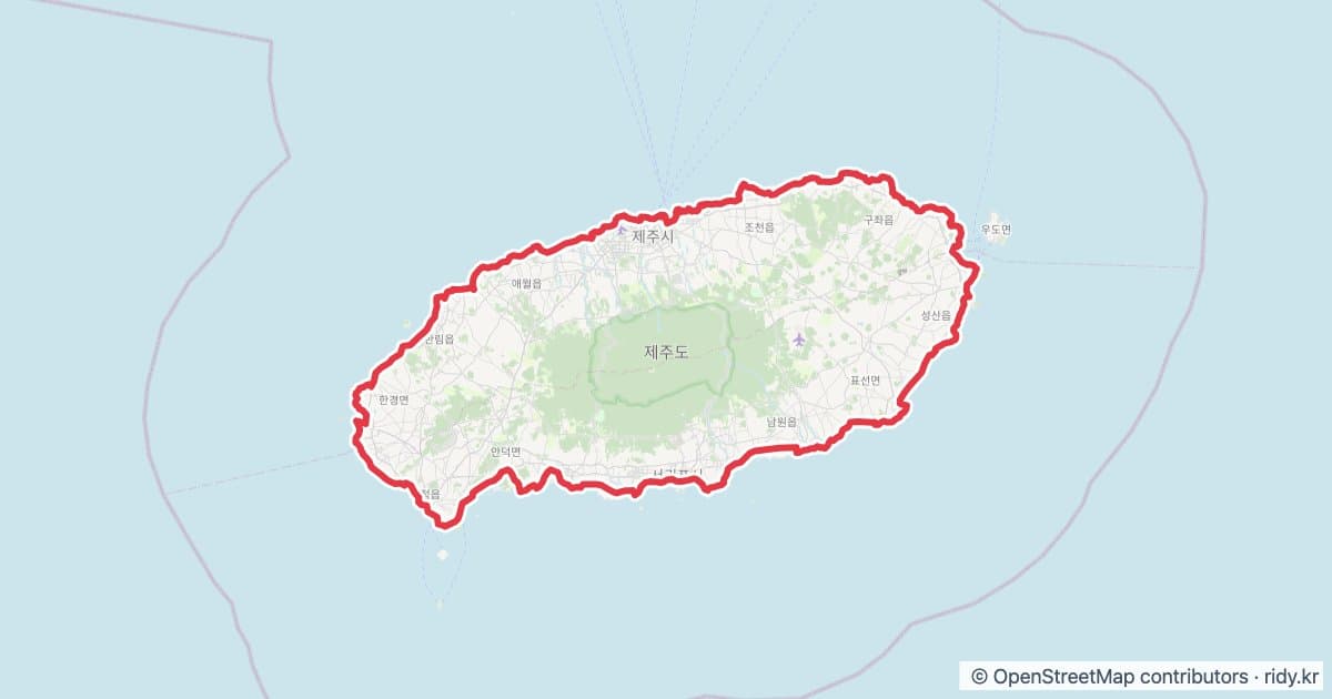 제주 라이딩 코스 · 환상 자전거길 자전거 코스 지도 미리보기 - 238.2km, 상승고도 857m
